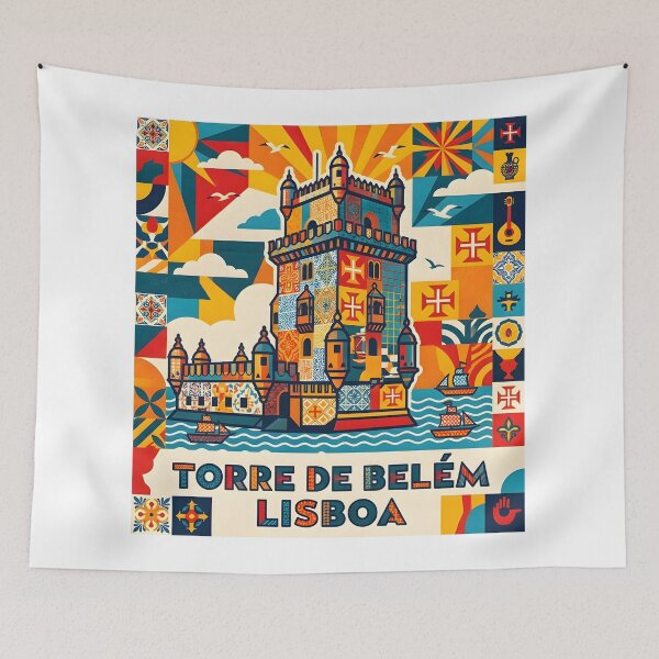 Item preview, Lisbon Belém Tower Portugal Vintage Geometric Art designed and sold by Paulocdias.