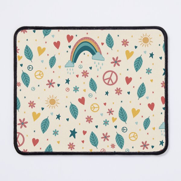 Item preview, Peace Love Nature Pattern Boho - Patrón Hippie Arcoíris Flores Corazones designed and sold by charlypicazo.