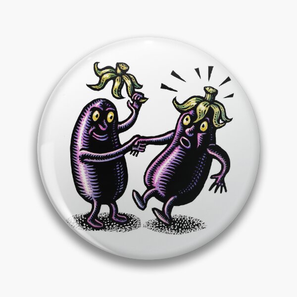 Item preview, An eggplant person greets another eggplant person politely lifting his stem cap off like a hat designed and sold by LisaHaney.