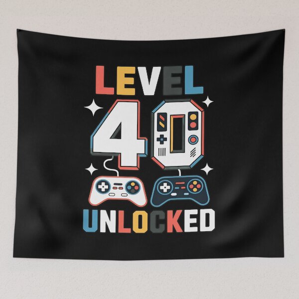 Item preview, Level 40 Unlocked Funny Video Game 40th Birthday designed and sold by OlyvieArt.