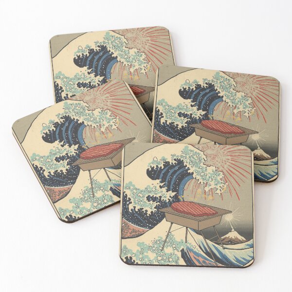 Item preview, Great Wave Barbecue Ribs 4th of July Funny Japanese Art designed and sold by Vandy Fullam.