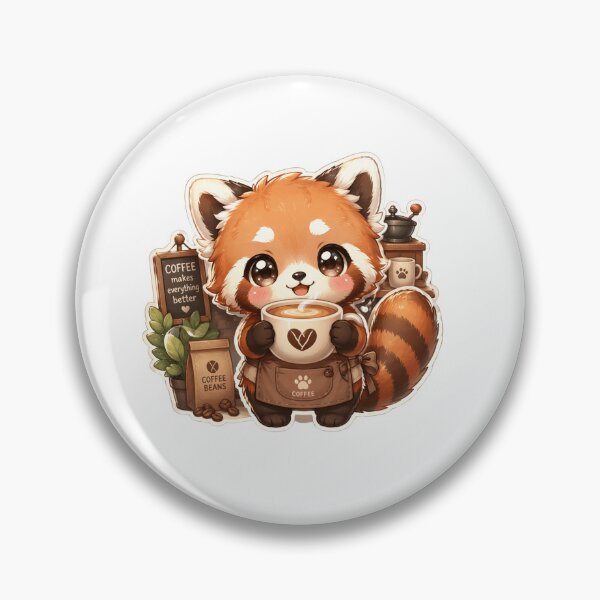 Item preview, Kawaii Red Panda Coffee Lover Sticker  designed and sold by Ashley critters.