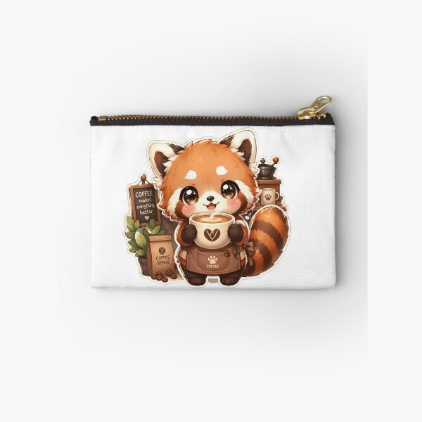 Item preview, Kawaii Red Panda Coffee Lover Sticker  designed and sold by Ashley critters.