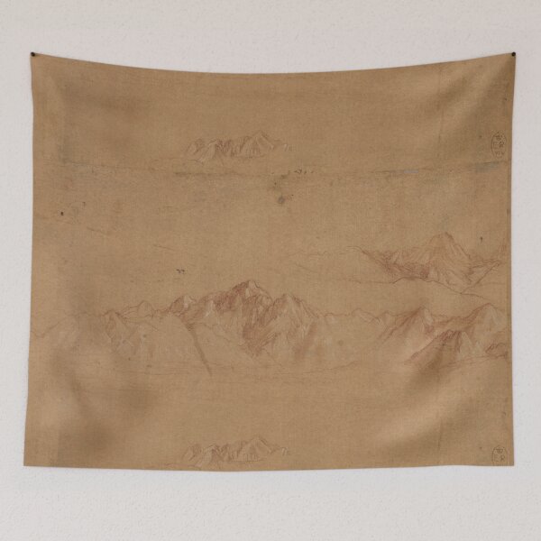 Item preview, The Alps Seen from Milan by Leonardo da Vinci Minimalist Mountain Landscape Print designed and sold by artofuniverse.