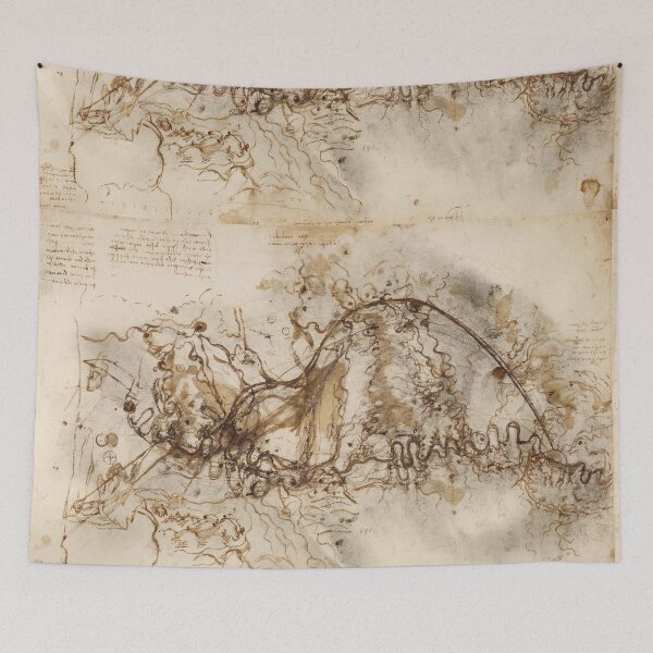 Item preview, The Arno Valley Canal Route by Leonardo da Vinci Renaissance Map Drawing Print designed and sold by artofuniverse.