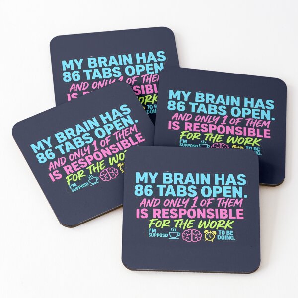 Item preview, My Brain Has 86 Tabs Open Neon Funny Quote | Overthinking ADHD Productivity Meme designed and sold by MCV-Designs.