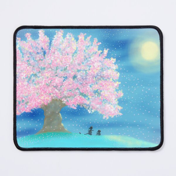 Item preview, Three friends watching mystical cherry blossoms at night designed and sold by greenPQBstudio.
