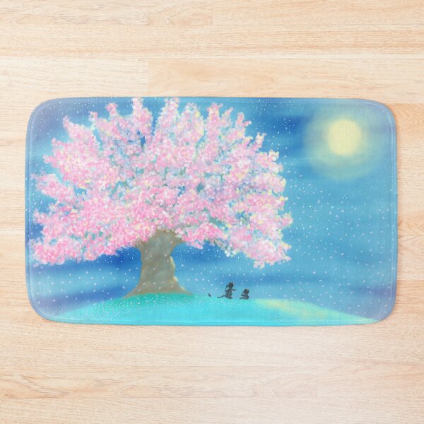 Item preview, Three friends watching mystical cherry blossoms at night designed and sold by greenPQBstudio.