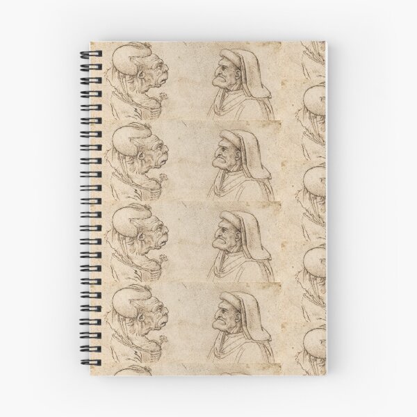 Item preview, Two Grotesque Heads by Leonardo da Vinci: Renaissance Caricature Sketch Fine Art Print designed and sold by artofuniverse.