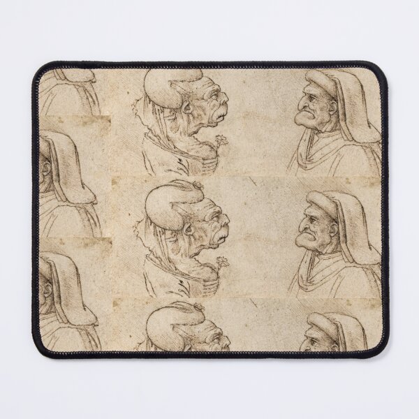 Item preview, Two Grotesque Heads by Leonardo da Vinci: Renaissance Caricature Sketch Fine Art Print designed and sold by artofuniverse.