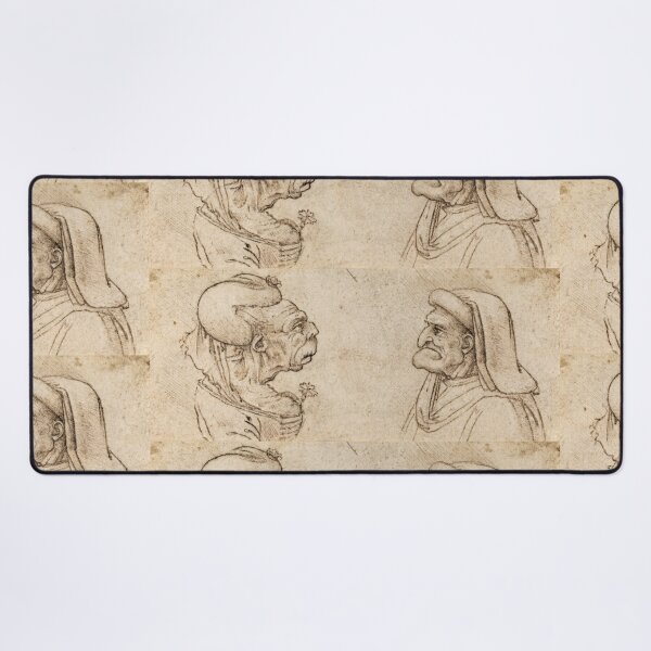 Item preview, Two Grotesque Heads by Leonardo da Vinci: Renaissance Caricature Sketch Fine Art Print designed and sold by artofuniverse.