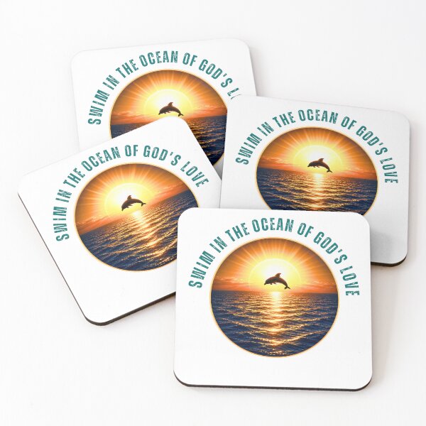 Artikelvorschau, Schwimme im Ozean der Liebe Gottes – Delfin-Sonnenuntergang – Christliches Shirt entworfen und verkauft von Dexters Inspiring Creations.