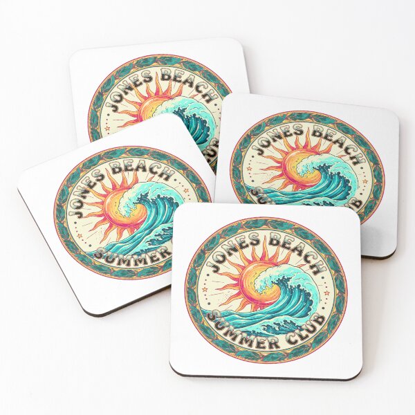 Item preview, Jones Beach Summer Club Retro Badge - Vintage Sun & Waves designed and sold by FitEnvy.