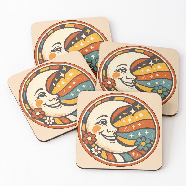 Item preview, Retro Moon Face Floral designed and sold by Ora-kuro.
