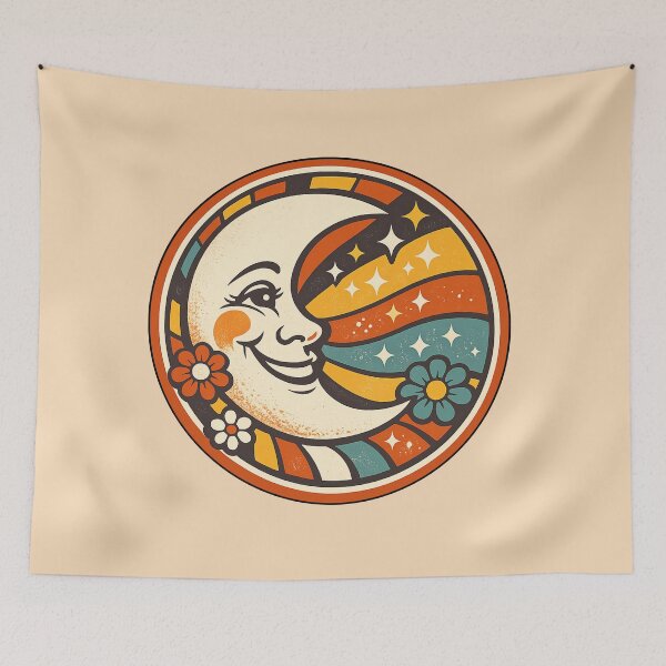 Item preview, Retro Moon Face Floral designed and sold by Ora-kuro.