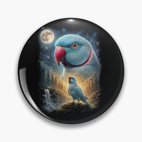 Item preview, Funny Blue Ringneck Parakeet Howling Moon Art Parrot Lover designed and sold by DoodleTortle.