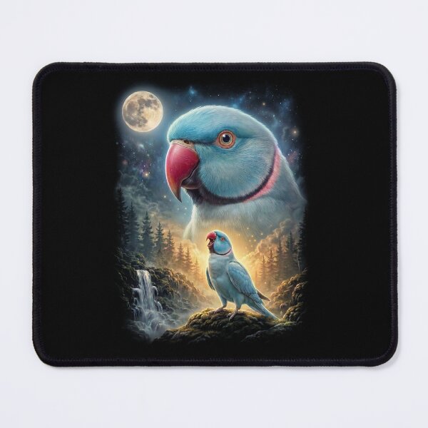 Item preview, Funny Blue Ringneck Parakeet Howling Moon Art Parrot Lover designed and sold by DoodleTortle.