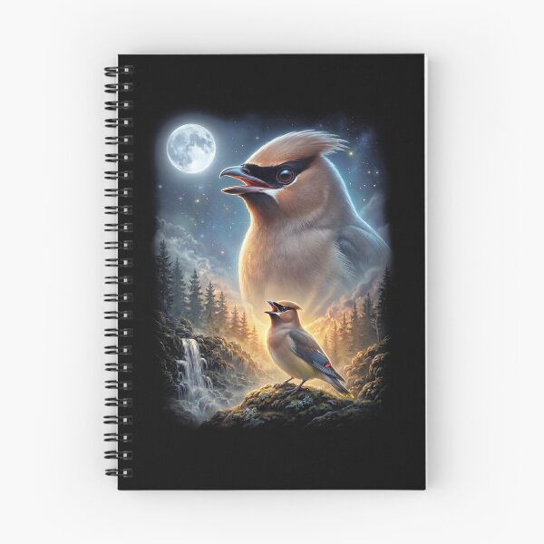 Item preview, Funny Cedar Waxwing Howling Moon Art Bird Lover Birding designed and sold by DoodleTortle.