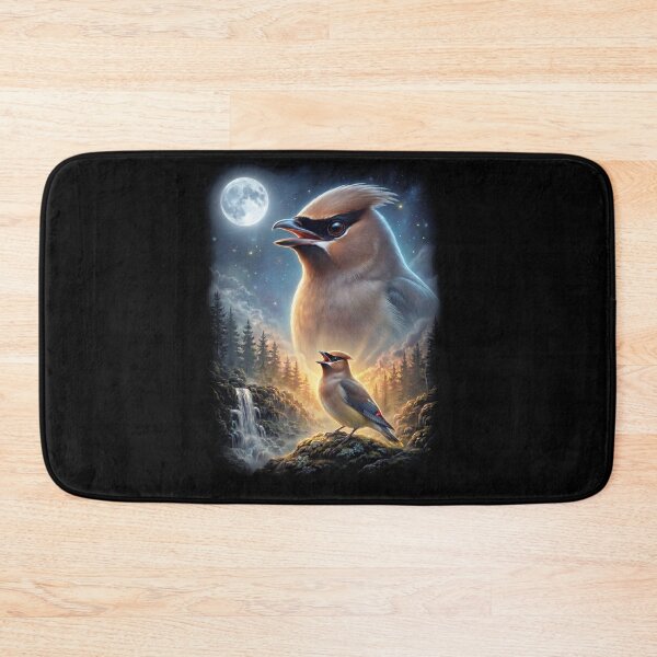 Item preview, Funny Cedar Waxwing Howling Moon Art Bird Lover Birding designed and sold by DoodleTortle.