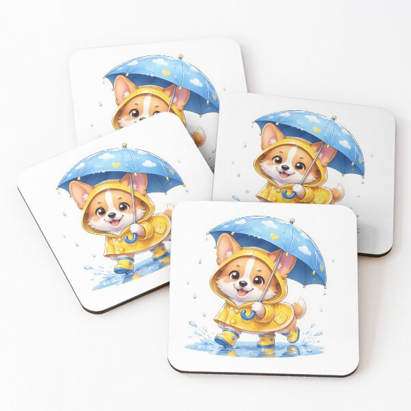 Item preview, Kawaii Corgi in Raincoat Walking  designed and sold by Ashley critters.