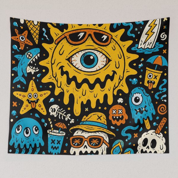 Item preview, Spooky Summer Monster Doodles designed and sold by ZetaDream.