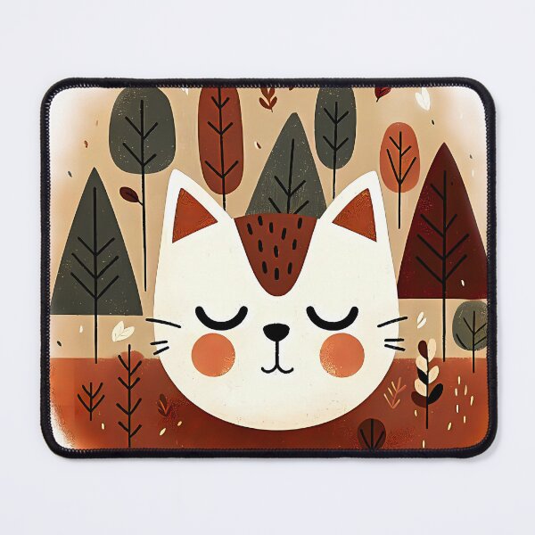 Item preview, Cute Cat Forest Sleeping Kitty in Autumn Trees Nature Art Illustration designed and sold by meesub.