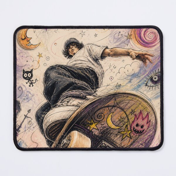 Item preview, Dreamlike Skater Doodle Art – Surreal Skateboard Illustration designed and sold by DrizzyV.