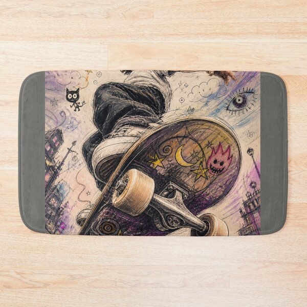 Item preview, Dreamlike Skater Doodle Art – Surreal Skateboard Illustration designed and sold by DrizzyV.