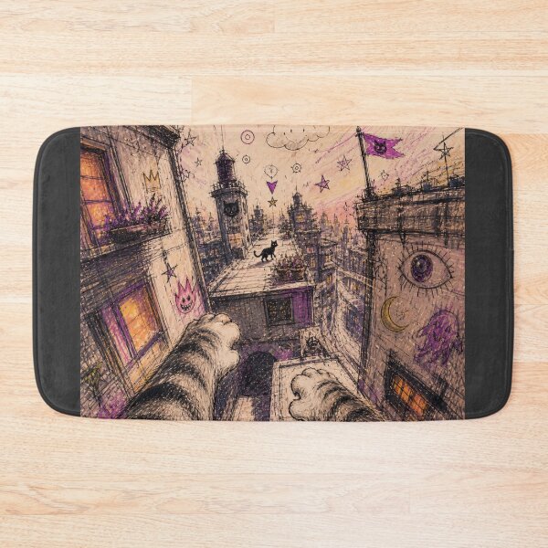 Item preview, Cat POV Video Game Doodle Art – Dreamy Rooftop Adventure designed and sold by DrizzyV.