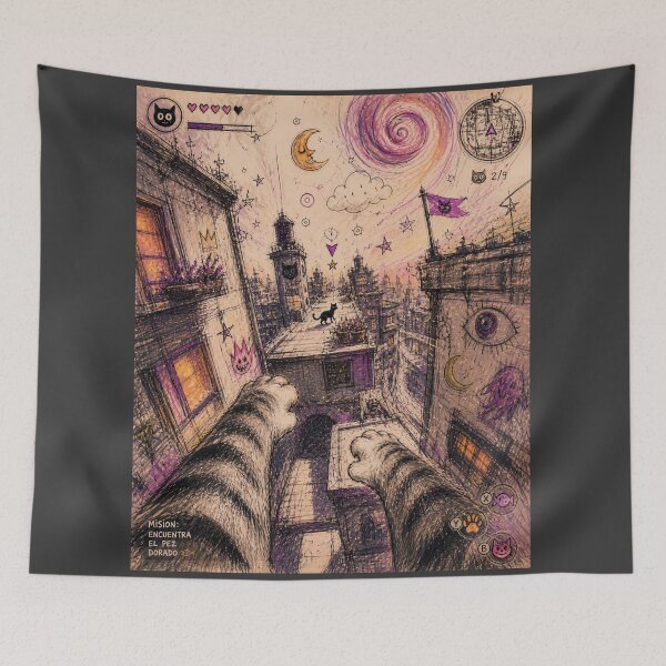 Item preview, Cat POV Video Game Doodle Art – Dreamy Rooftop Adventure designed and sold by DrizzyV.