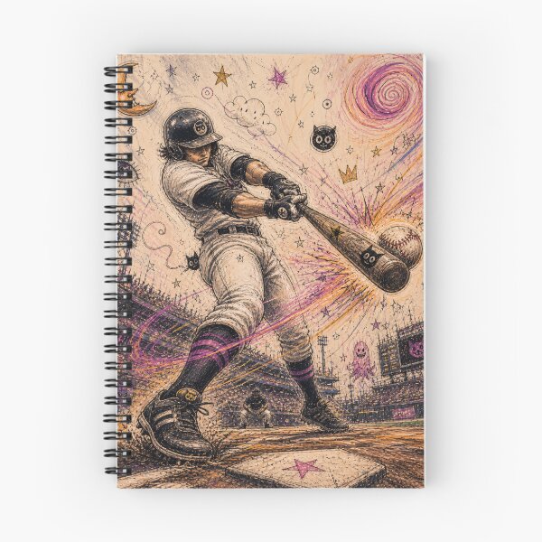 Item preview, Surreal Baseball Batter Doodle Art – Cosmic Home Run Illustration designed and sold by DrizzyV.