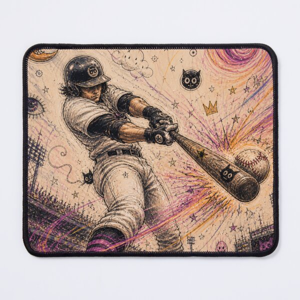 Item preview, Surreal Baseball Batter Doodle Art – Cosmic Home Run Illustration designed and sold by DrizzyV.