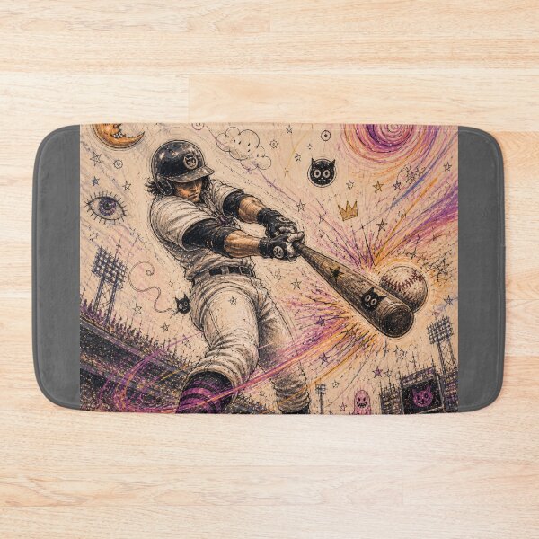 Item preview, Surreal Baseball Batter Doodle Art – Cosmic Home Run Illustration designed and sold by DrizzyV.