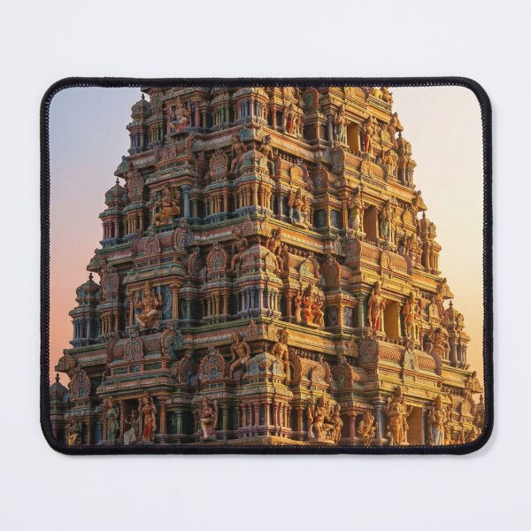 Item preview, Dravidian Temple Gopuram at Sunset – South Indian Sacred Architecture Art designed and sold by Mindful Heritage.