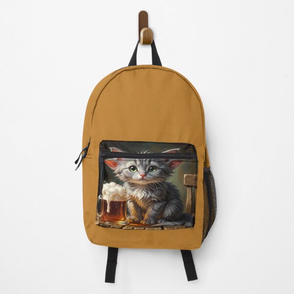 Item preview, Unique Gray Kitten with Beer – Charming Rustic Art Illustration designed and sold by FotoworldEdel.