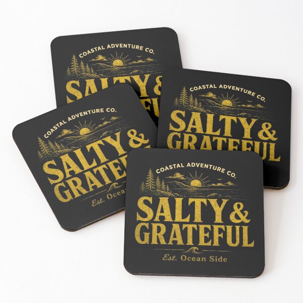 Item preview, Salty & Grateful Retro Surf Coastal Typography Tee Sticker Beach Ocean Gift designed and sold by sharifex.