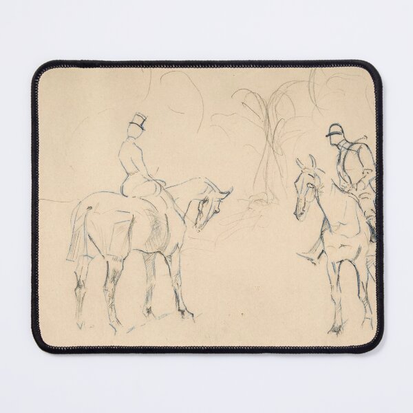 Item preview, A Woman and a Man on Horseback by Henri de Toulouse-Lautrec Equestrian Sketch Print designed and sold by artofuniverse.