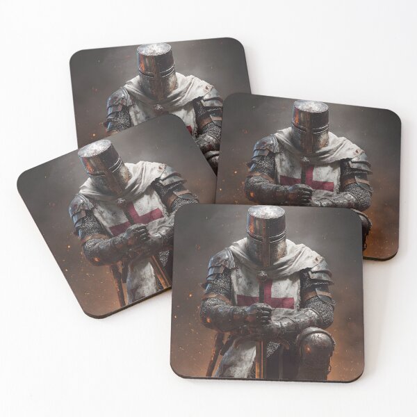Item preview, Templar Knight Kneeing Crusader Medieval Warrior Art designed and sold by GrinGalore.