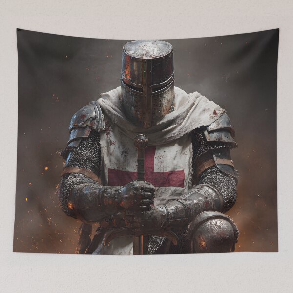 Item preview, Templar Knight Kneeing Crusader Medieval Warrior Art designed and sold by GrinGalore.