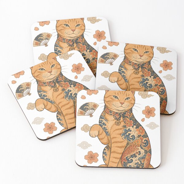 Item preview, Japanese Koi Cat Sakura Wave designed and sold by GenesixDesign.