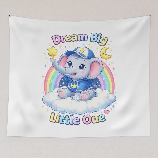 Item preview, Dream Big Little One Elephant Shirt – Cute Kawaii Baby Animal Positive Design designed and sold by Clothes With Smiling Animals Walt Gral.