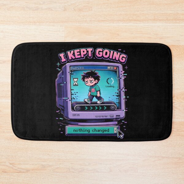 Item preview, I Kept Going Nothing Changed – Retro 90s Aesthetic Glitch Cartoon Treadmill Design designed and sold by Rude Bot.
