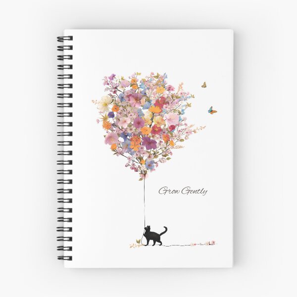 Item preview, Grow Gently Floral Cat Inspirational Botanical Illustration designed and sold by YohakuPause.