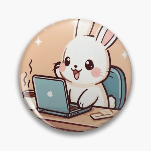 Item preview, Working Bunny with Laptop – Cute Productivity Sticker designed and sold by BigBrainPrints.