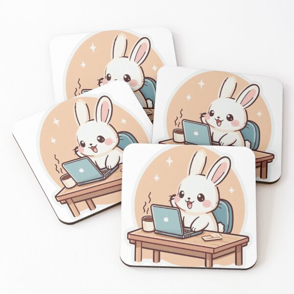 Item preview, Working Bunny with Laptop – Cute Productivity Sticker designed and sold by BigBrainPrints.