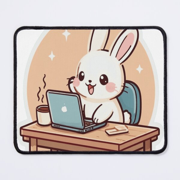 Item preview, Working Bunny with Laptop – Cute Productivity Sticker designed and sold by BigBrainPrints.