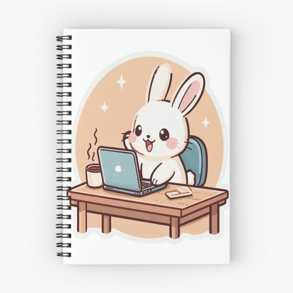 Item preview, Working Bunny with Laptop – Cute Productivity Sticker designed and sold by BigBrainPrints.