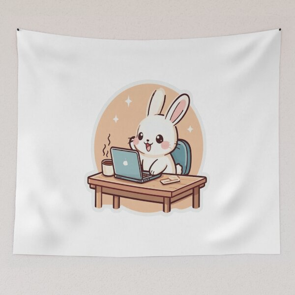 Item preview, Working Bunny with Laptop – Cute Productivity Sticker designed and sold by BigBrainPrints.
