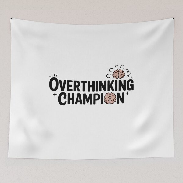 Item preview, Overthinking Champion Funny Quote. Relatable Introvert Humor Minimalist Brain Typography Design designed and sold by Aarvya Fashion Club ( A.F.C ).
