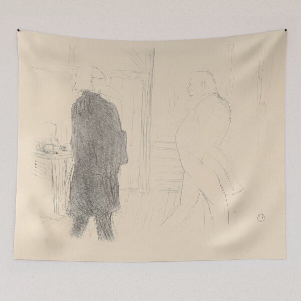 Aperçu de l'œuvre André Antoine et Firmin Gemier dans Une faillite d'Henri de Toulouse-Lautrec Minimalist Theatre Sketch Print créée et vendue par artofuniverse.